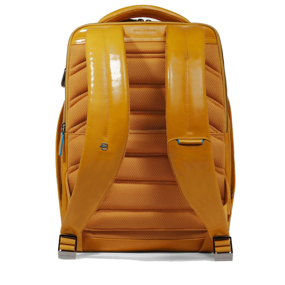 PIQUADRO 14" Laptop-Rucksack aus gelbem Leder Blue Square Line - CA6591B2