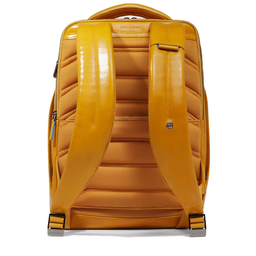 PIQUADRO 15,6" Laptop-Rucksack aus gelbem Leder Blue Square Line - CA6593B2