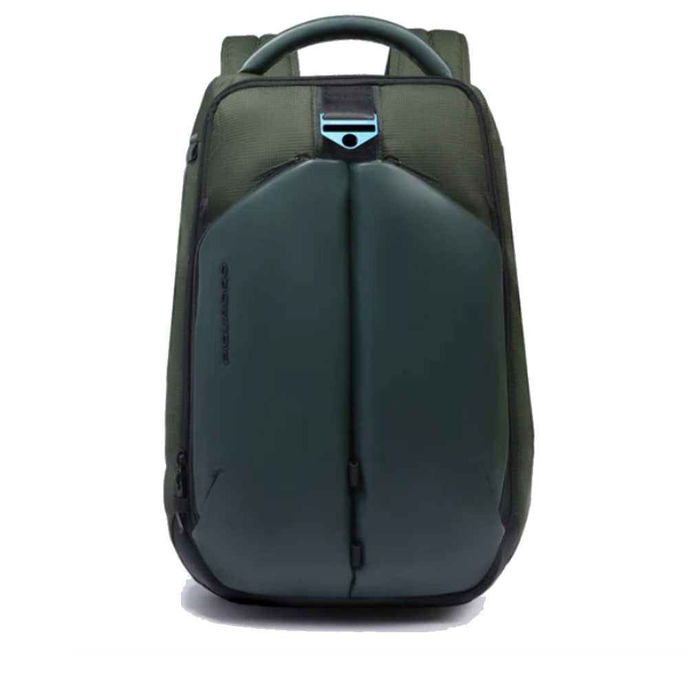 fahrradrucksack grün PIQUADRO Grüner Fahrradrucksack aus recyceltem Nylon mit 14-Zoll-Lapto – Cuoieriashop
