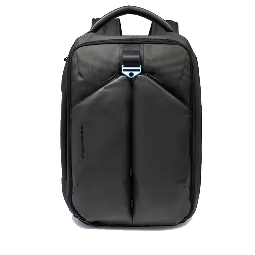 PIQUADRO Fahrradrucksack aus recyceltem Nylon in Schwarz mit Laptopfac – Cuoieriashop