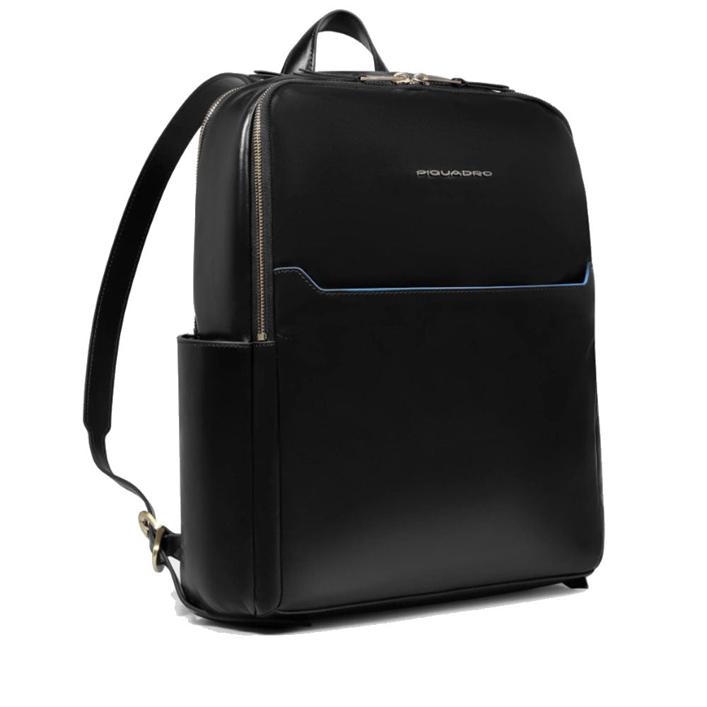 PIQUADRO Damen-Rucksack 14" Computertasche aus schwarzem Leder Blue Square Line - CA6678B2