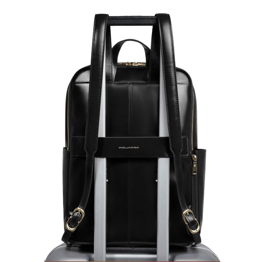 Zaino Donna PIQUADRO Porta Computer 14" in Pelle Nera Linea Blue Square - CA6678B2
