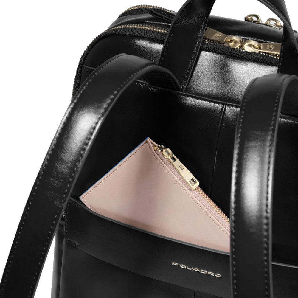 Zaino Donna PIQUADRO Porta Computer 14" in Pelle Nera Linea Blue Square - CA6678B2