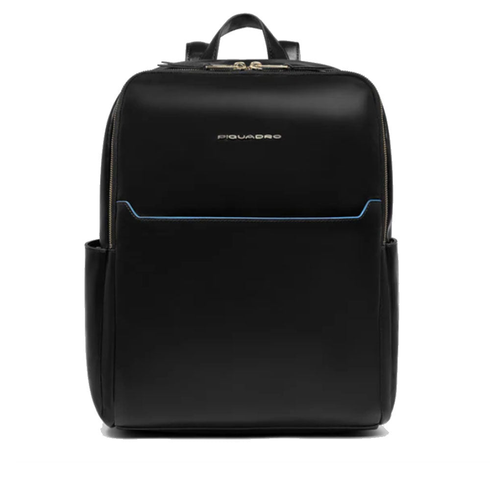 PIQUADRO Damen-Rucksack 14" Computertasche aus schwarzem Leder Blue Square Line - CA6678B2