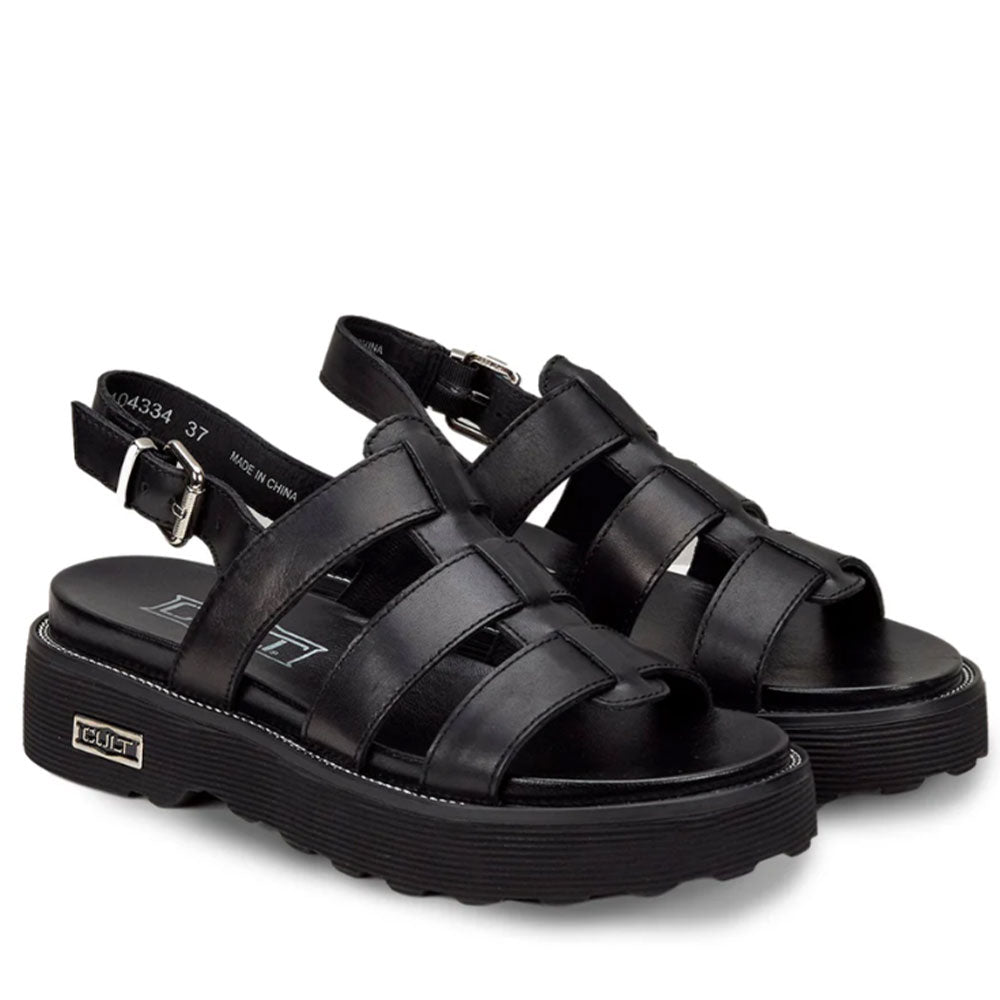 CULT Ziggy 3137 Damensandalen aus schwarzem Leder