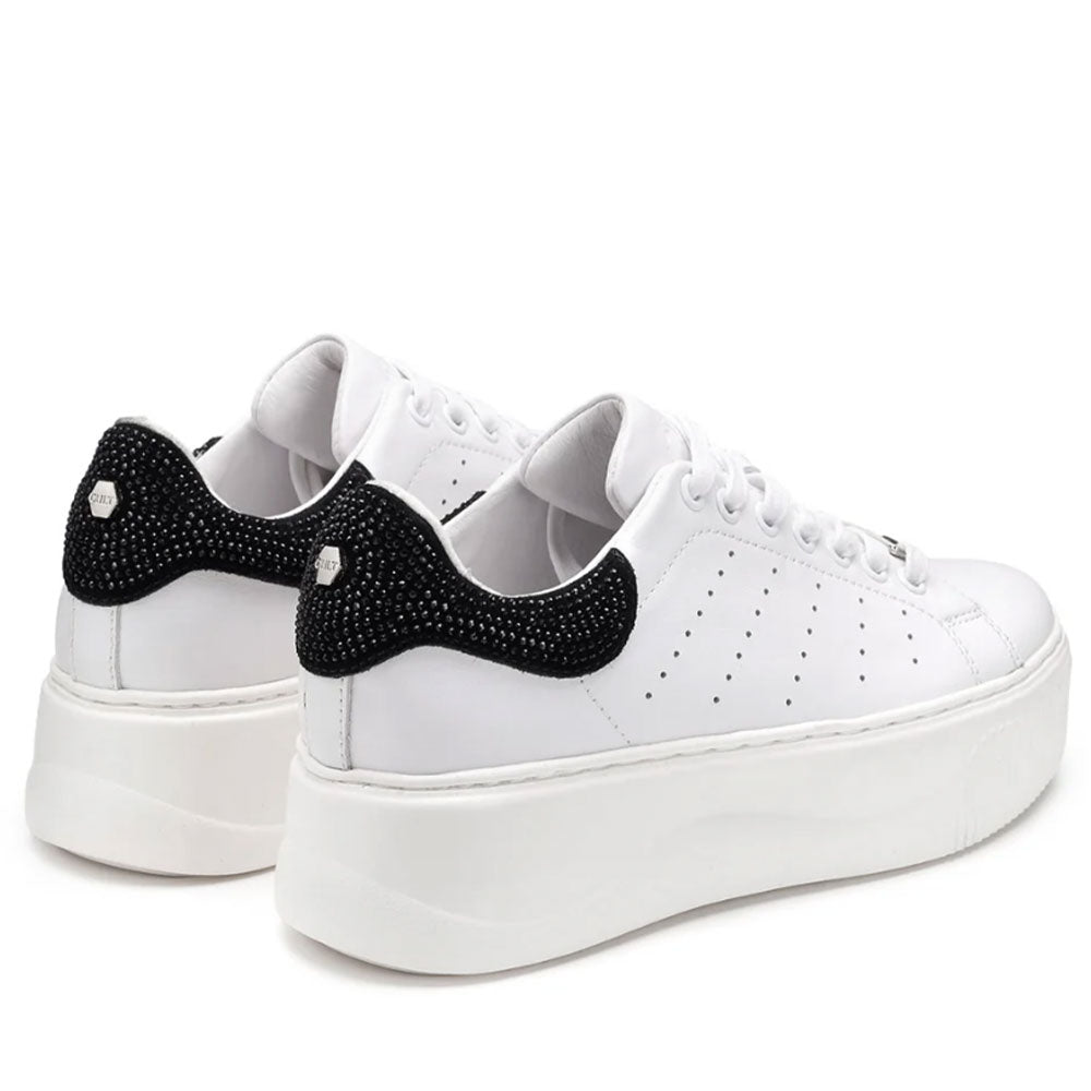 CULT Perry 3162
Damen-Sneaker aus weißem Leder mit schwarzen Strass steinen