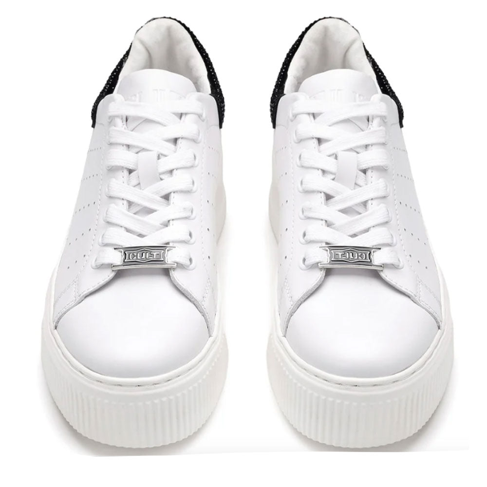 CULT Perry 3162
Damen-Sneaker aus weißem Leder mit schwarzen Strass steinen