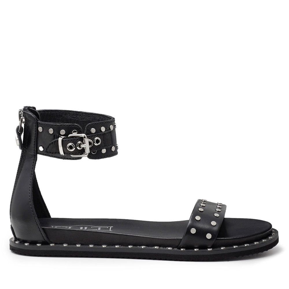 サンダル・ミュール AGL D684010PCKB1411013 Sandals Sandalo Pelle Nera Borchie Ash Medusa Stud flat gladiator sandal in black leather