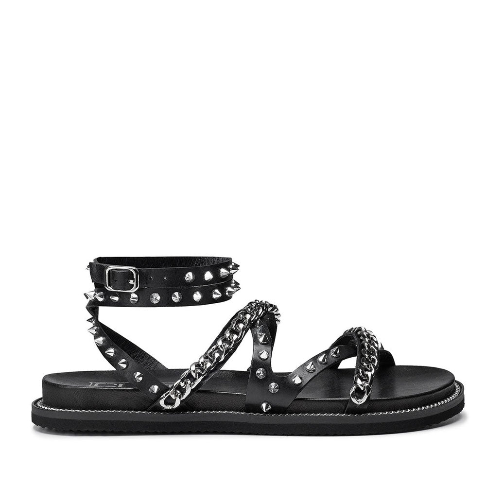 CULT Roshelle 3886
Damensandalen aus schwarzem Leder mit Nieten und Ketten