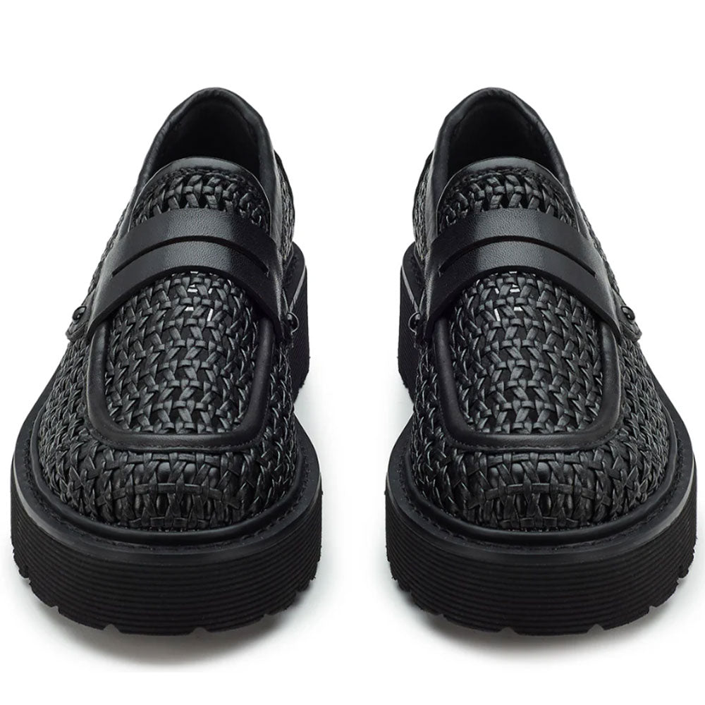 Scarpe Donna CULT Slash 4319 Mocassino in Pelle Nera Intrecciata