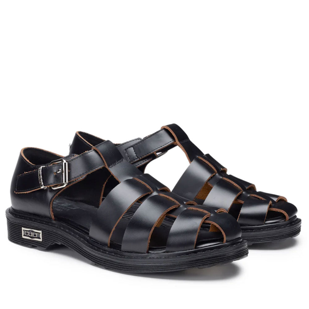 CULT Sabbath 4431 Damensandalen aus schwarzem Leder