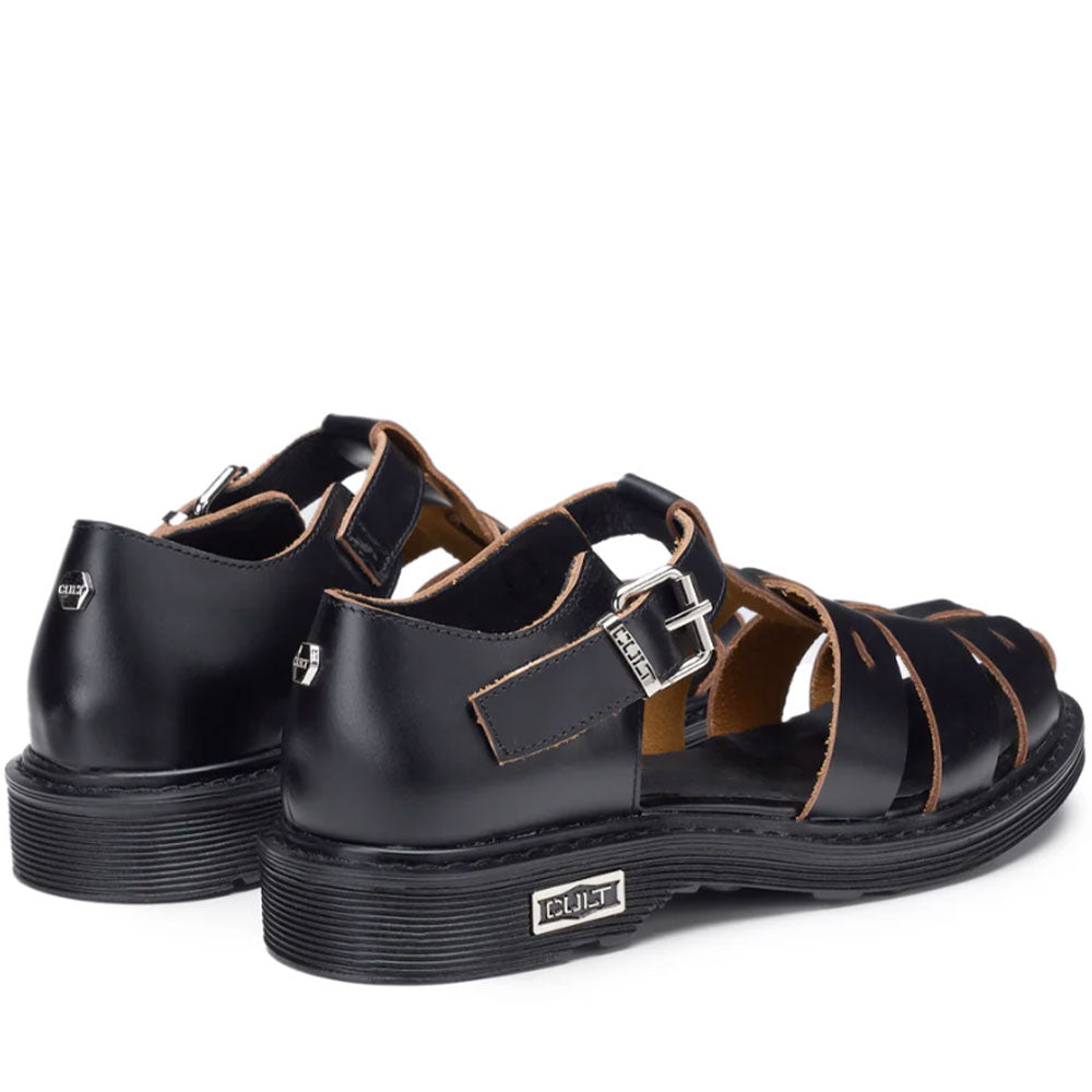 CULT Sabbath 4431 Damensandalen aus schwarzem Leder