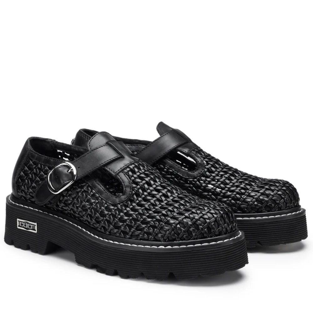 Scarpe Donna CULT Slash 4443 in Pelle Nera Intrecciata