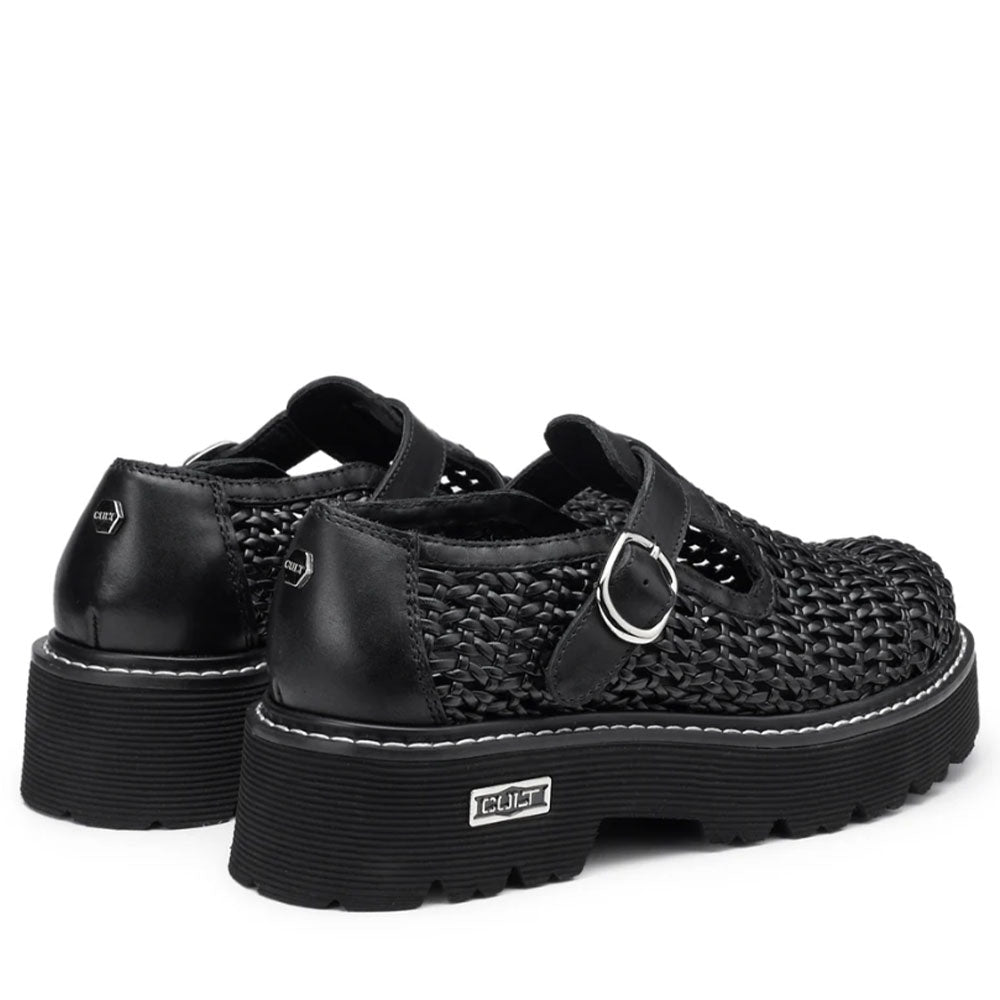 Scarpe Donna CULT Slash 4443 in Pelle Nera Intrecciata