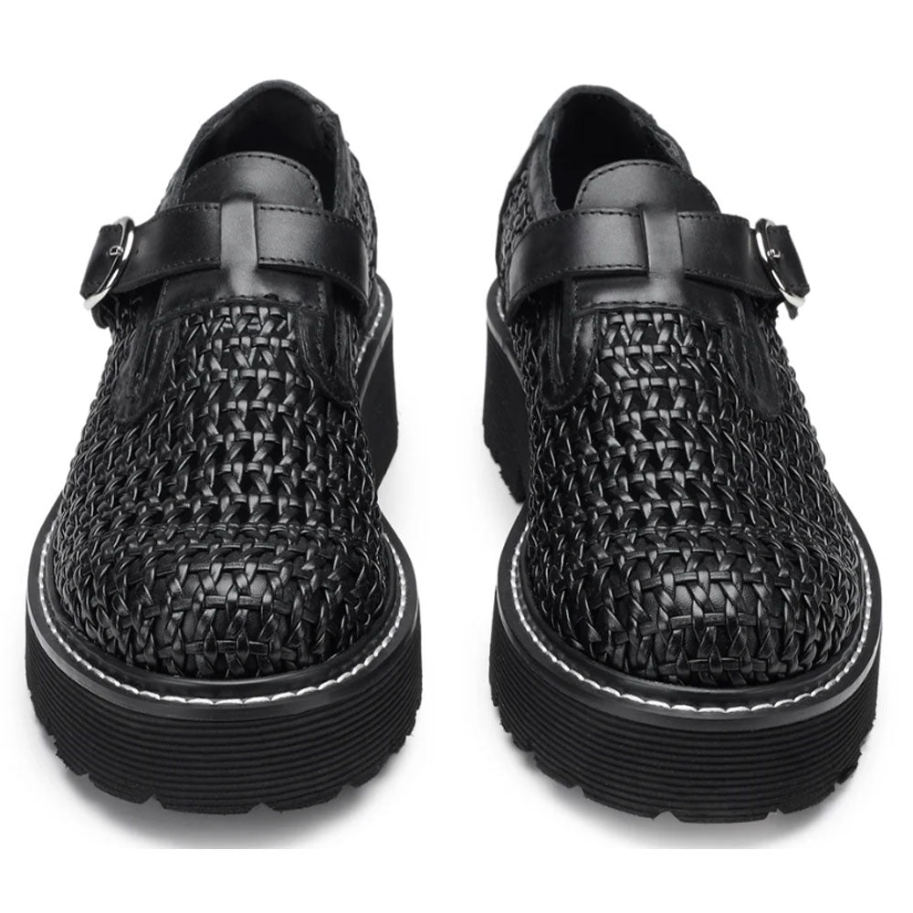 Scarpe Donna CULT Slash 4443 in Pelle Nera Intrecciata
