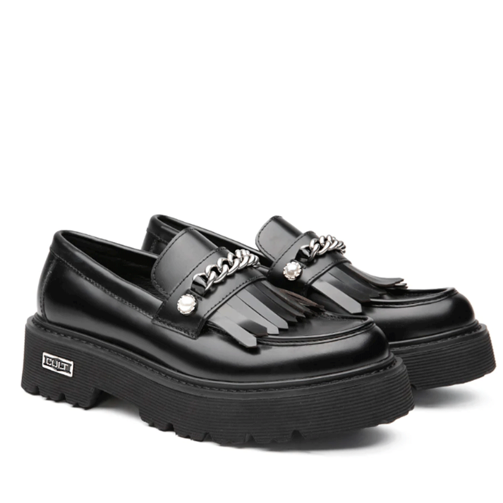 CULT Slash 4579 Damenschuhe Schwarz Leder Mokassin