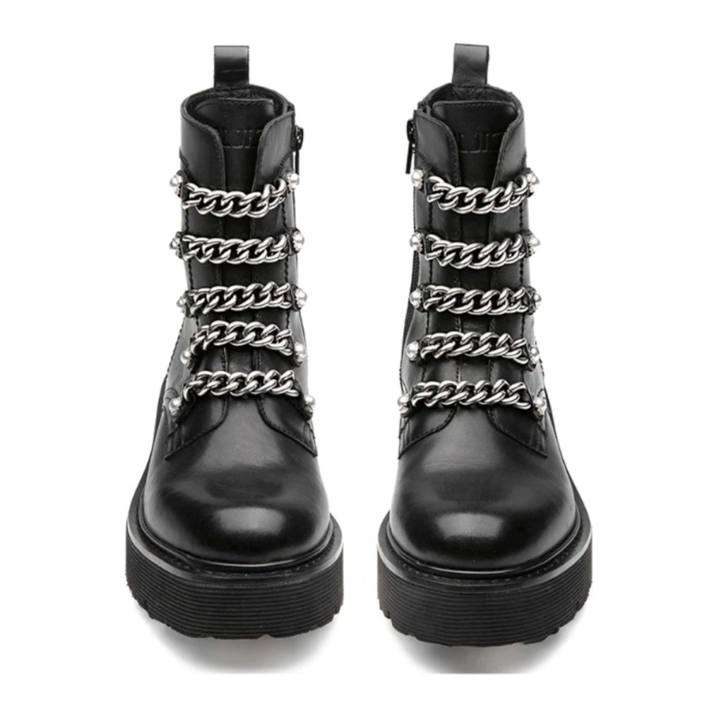 CULT Slash 4583 Lederstiefeletten für Damen, Schwarz/Silber