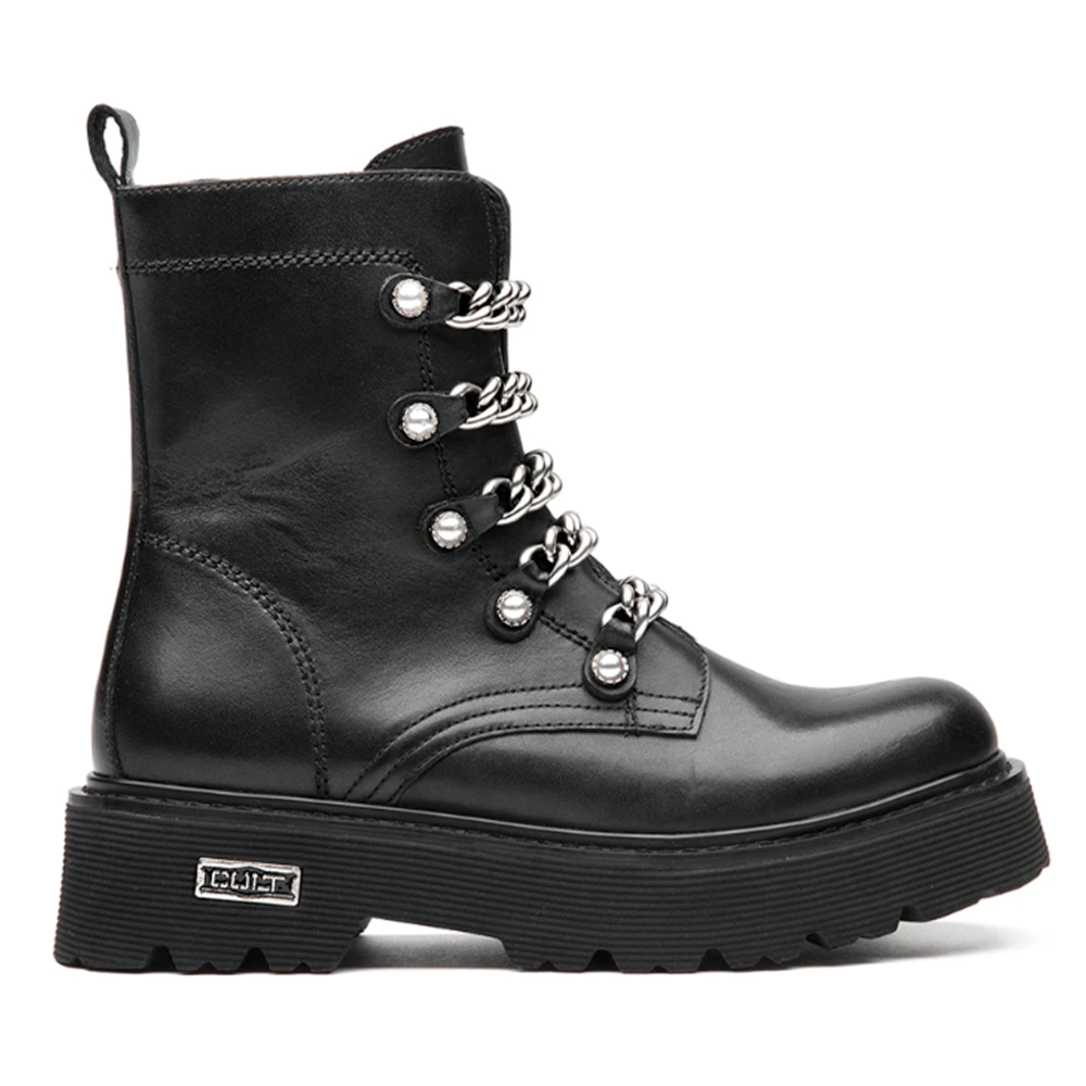 CULT Slash 4583 Lederstiefeletten für Damen, Schwarz/Silber