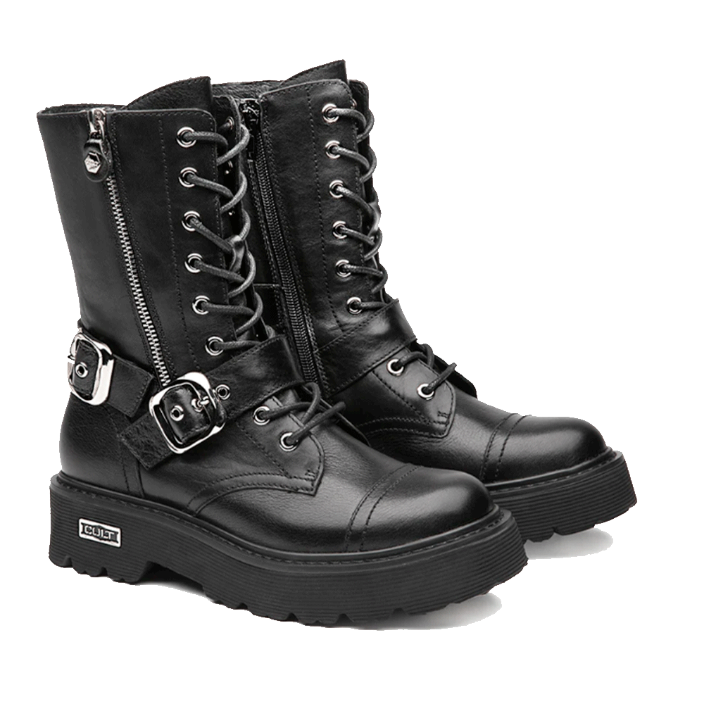 CULT Slash 4585 Schwarze Lederstiefeletten für Damen