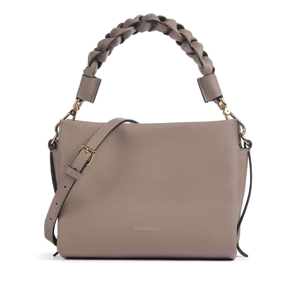 Borsa Donna a Mano COCCINELLE linea Boheme Small in Pelle Warm Taupe - Rosette