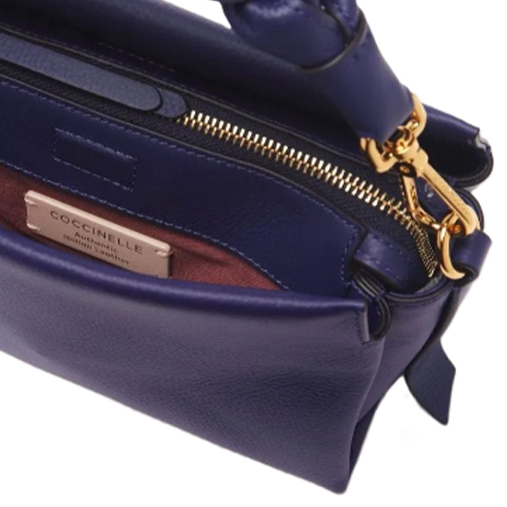 Borsa Donna a Mano COCCINELLE linea Boheme Small in Pelle Royal Blue - Fondant Brown
