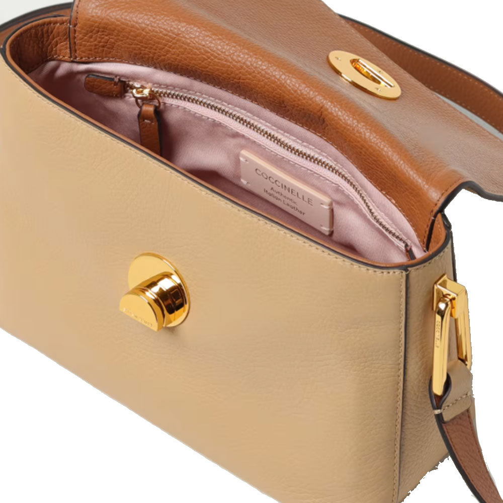 COCCINELLE Damen Schultertasche aus Leder Liya Line Fresh Beige Farbe - Leder - E1MD0120701