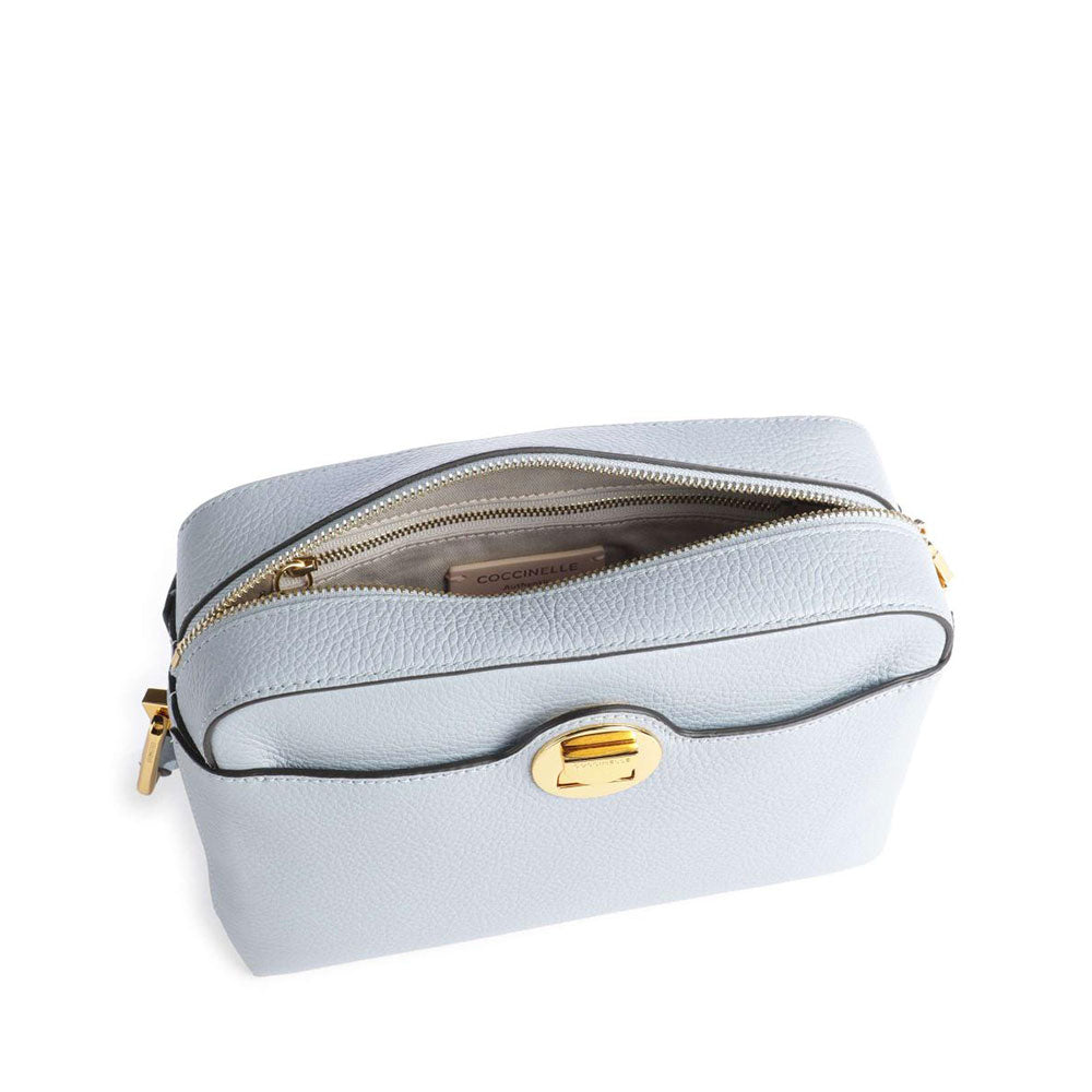 Borsa Donna a Tracolla COCCINELLE in Pelle linea Liya colore Mist Blue - Warm Taupe