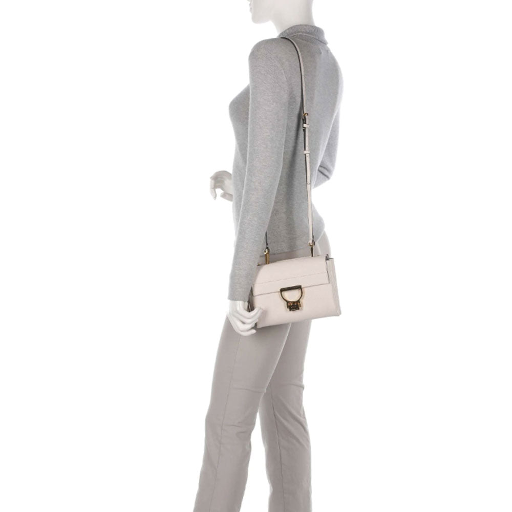 Borsa Donna a Mano con Tracolla COCCINELLE Linea Arlettis in Pelle colore Lambskin White