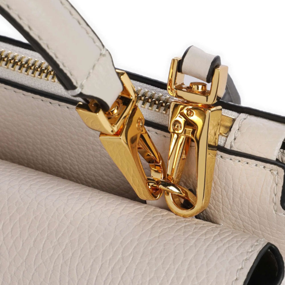 Borsa Donna a Mano con Tracolla COCCINELLE Linea Arlettis in Pelle colore Lambskin White