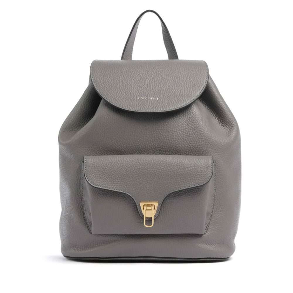 COCCINELLE Damen Lederrucksack, Beat Line, Graphitfarbe