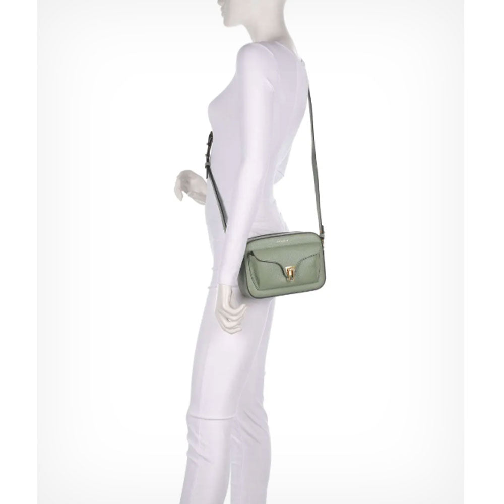 COCCINELLE Damen-Umhängetasche aus grünem Leder, Beat Soft Line, mittlere Größe