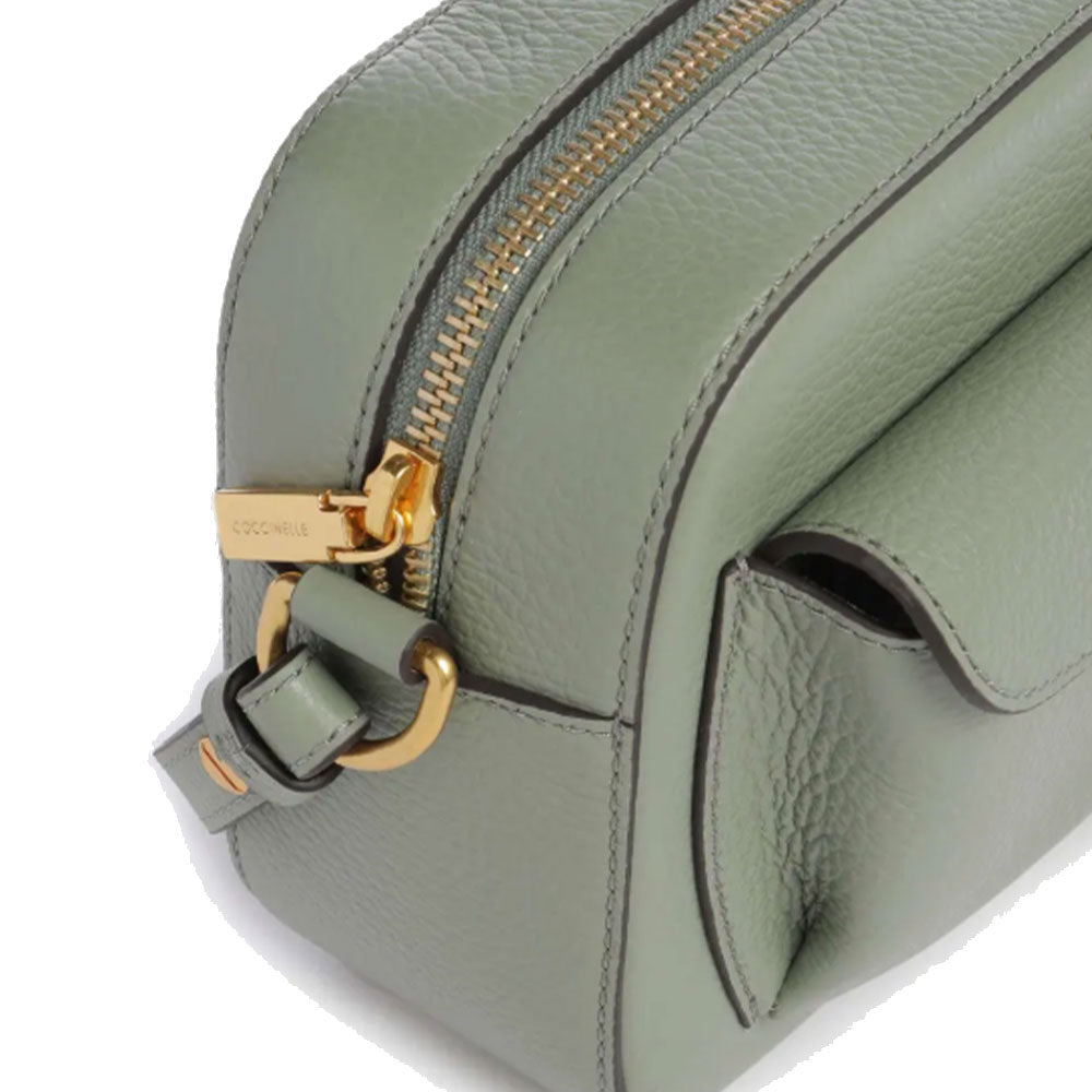 COCCINELLE Damen-Umhängetasche aus grünem Leder, Beat Soft Line, mittlere Größe