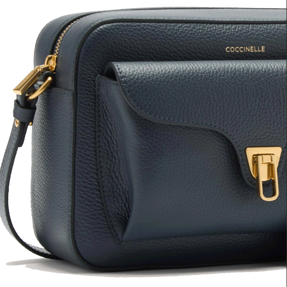 Borsa Donna a Tracolla COCCINELLE in Pelle Midnight Blue linea Beat Soft Misura Large