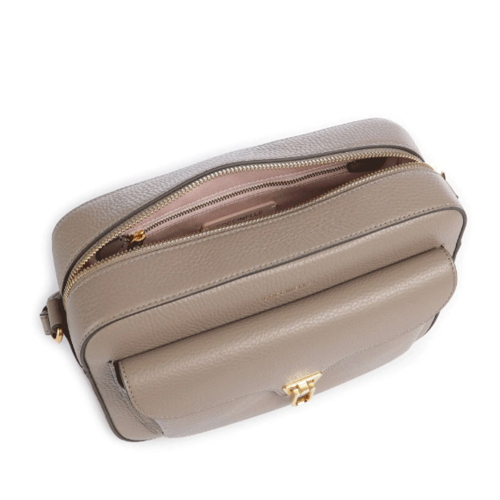 Borsa Donna a Tracolla COCCINELLE in Pelle Warm Taupe linea Beat Soft Misura Large