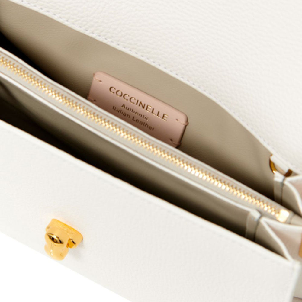 Borsa Donna a Tracolla COCCINELLE in Pelle linea Binxie Medium colore Brillant White
