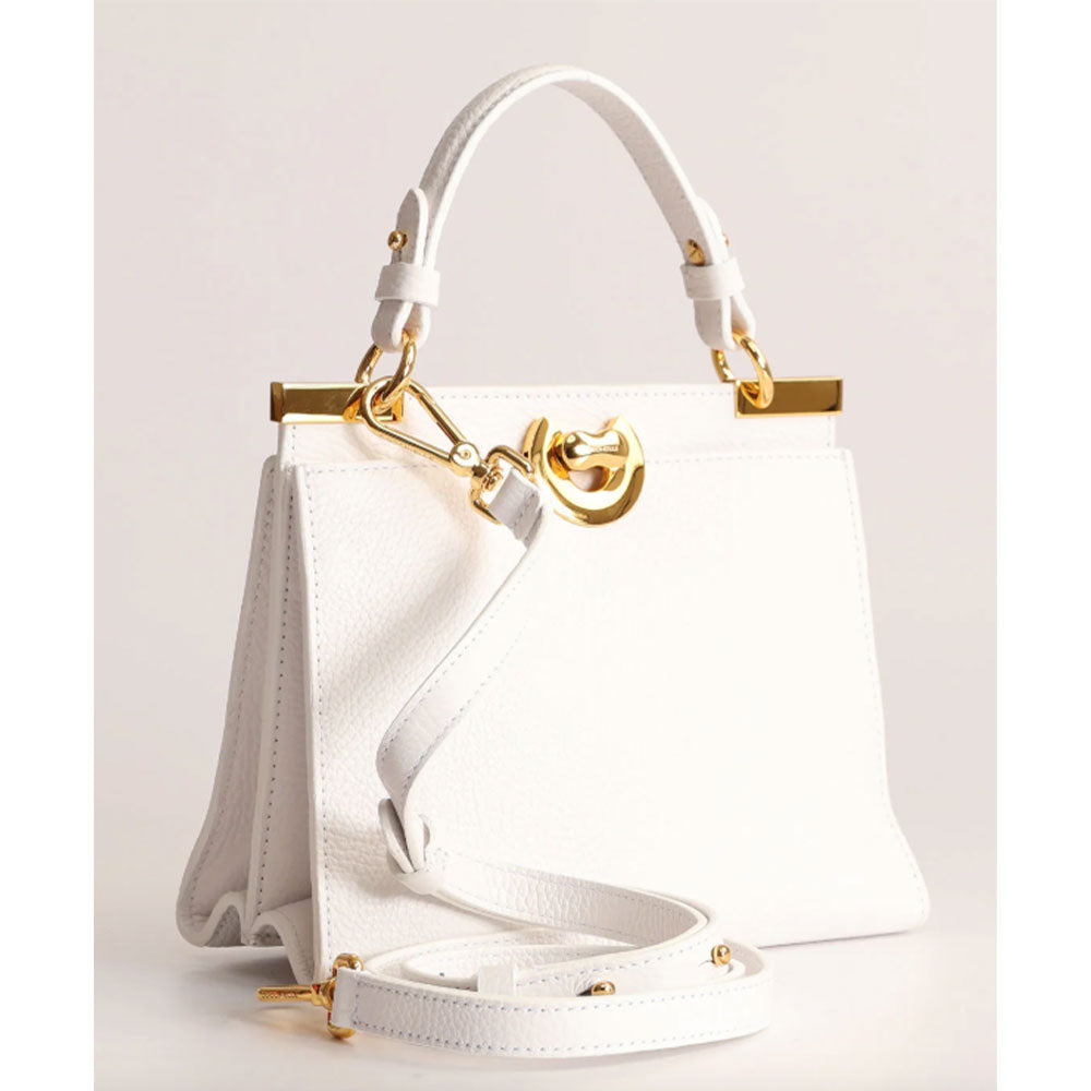 Borsa Donna a Mano COCCINELLE linea Binxie Small in Pelle Brillant White