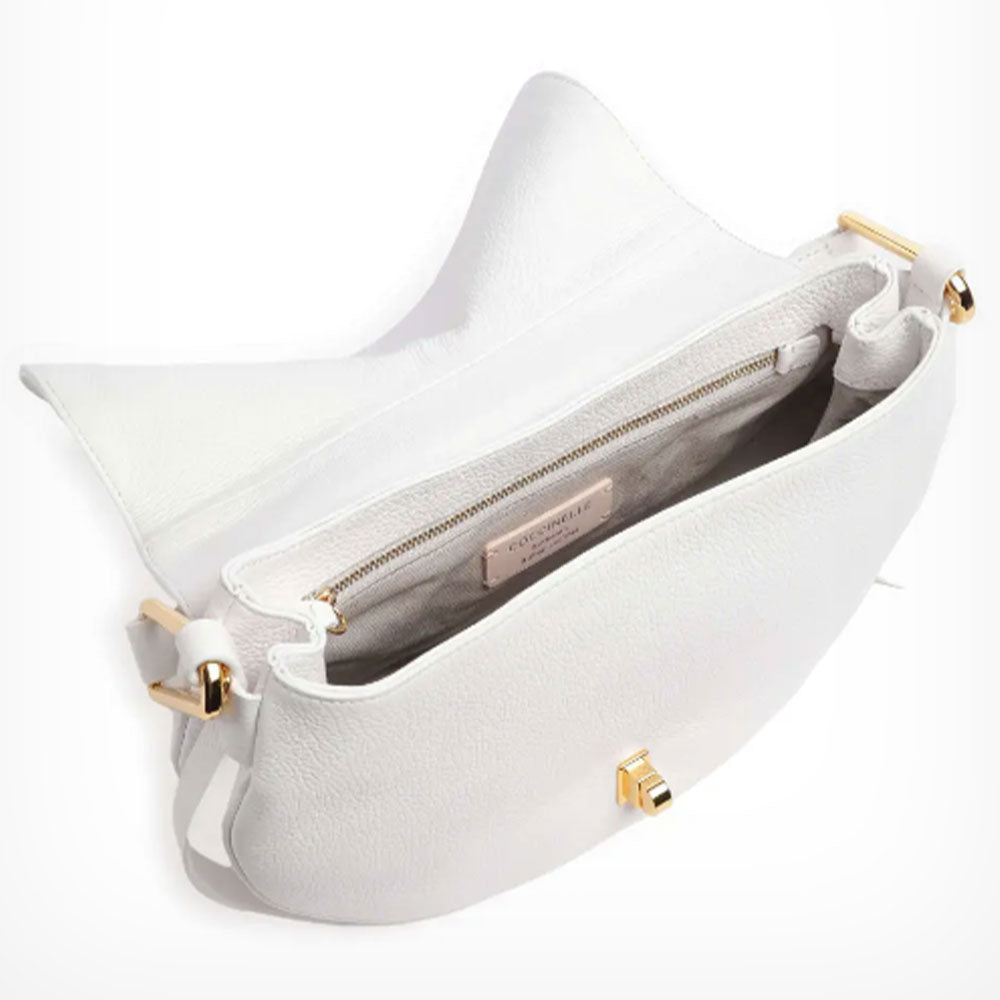 Borsa Donna a Mano con Tracolla COCCINELLE linea Magie Soft Medium in Pelle colore Brillant White