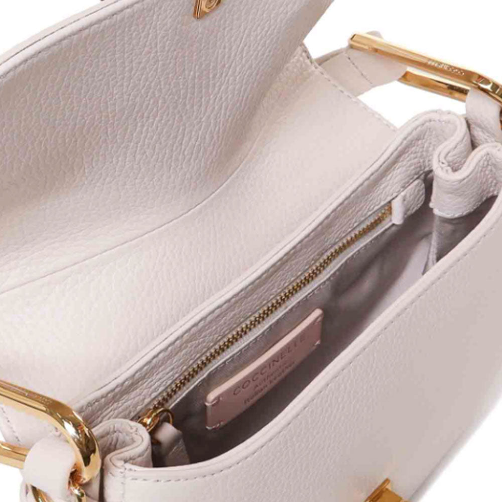 Borsa Donna a Mano con Tracolla COCCINELLE linea Magie Soft Medium in Pelle colore Lambskin White