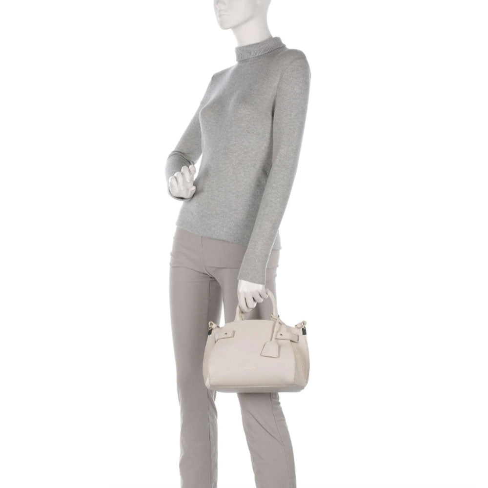 Borsa Donna a Mano COCCINELLE Linea Klichè in Pelle Lambskin White Misura Small