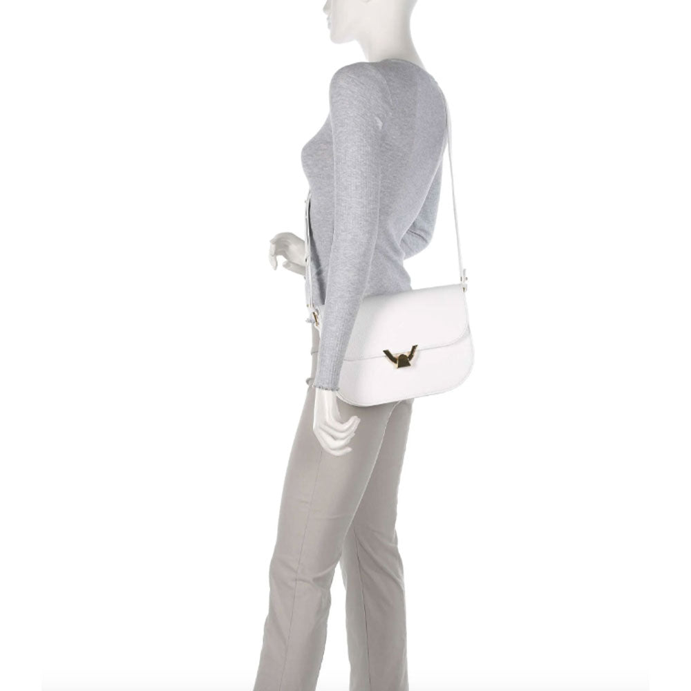 Borsa Donna a Tracolla COCCINELLE in Pelle Brillant White linea Dew Medium
