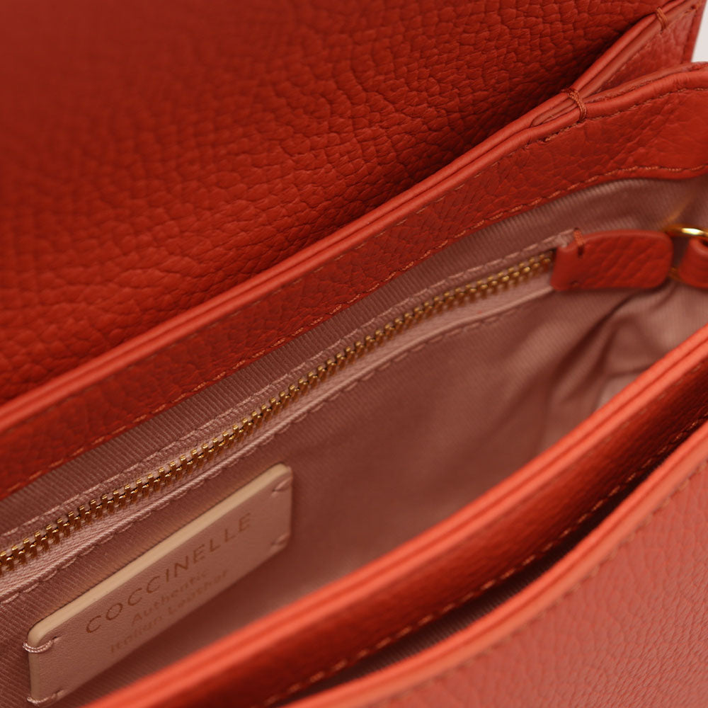 COCCINELLE Damen Umhängetasche aus Grenadine Red Leder Dew Small Line