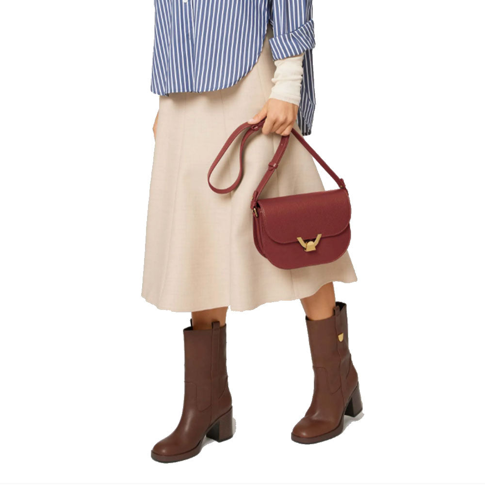 Borsa Donna a Tracolla COCCINELLE in Pelle Brandy linea Dew Small