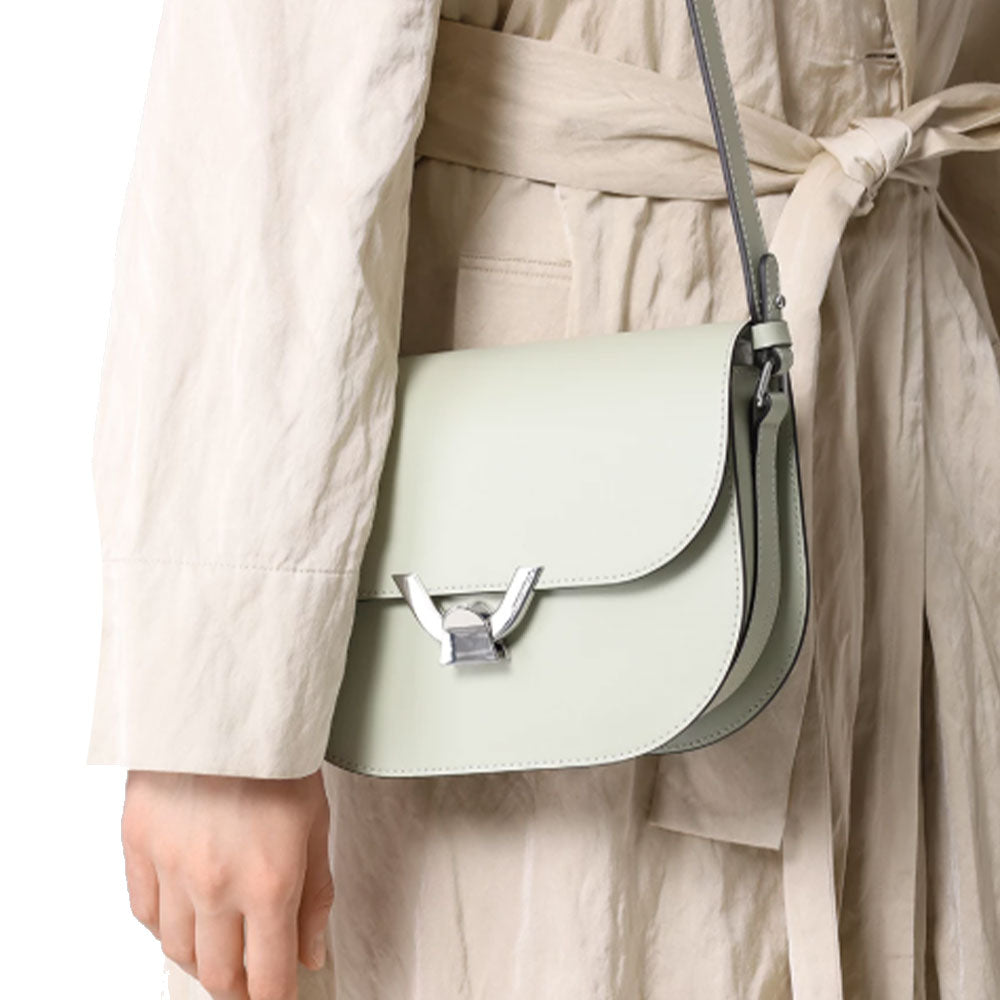 Borsa Donna a Tracolla COCCINELLE in Pelle Liscia Celadon Green linea Dew Cowhide Small