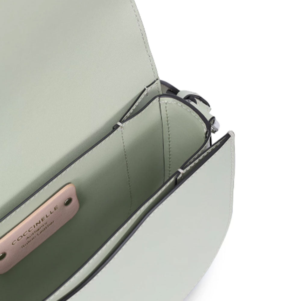 Borsa Donna a Tracolla COCCINELLE in Pelle Liscia Celadon Green linea Dew Cowhide Small