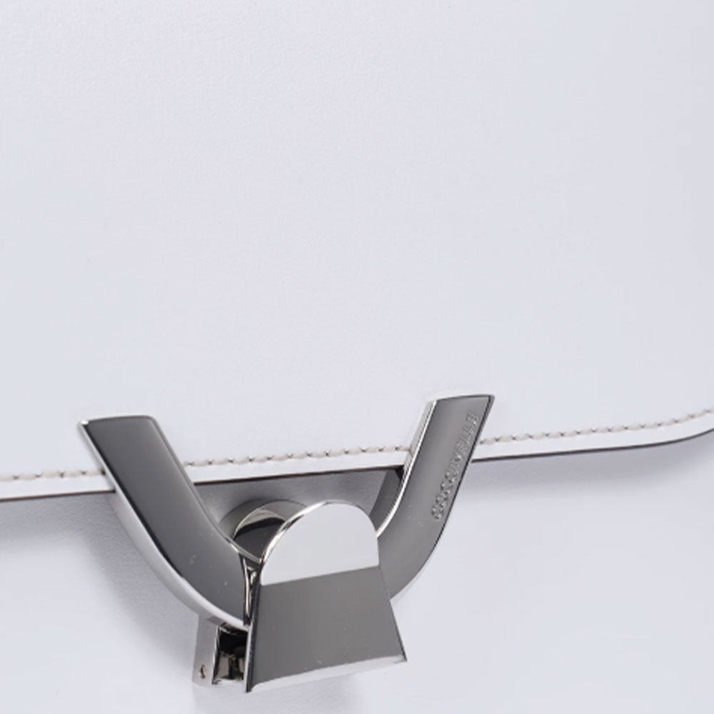 Borsa Donna a Tracolla COCCINELLE in Pelle Liscia Brillant White linea Dew Cowhide Small