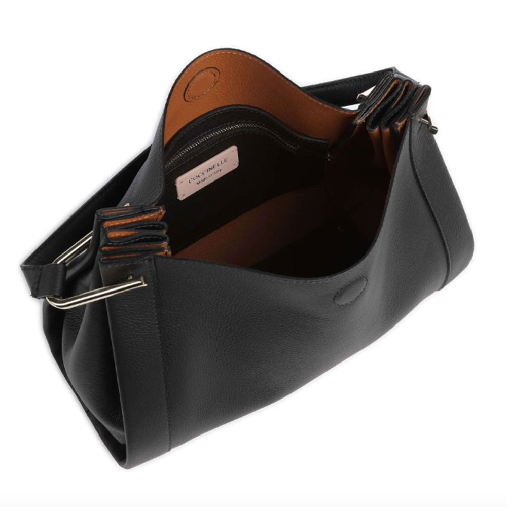 COCCINELLE Damenhandtasche aus Leder, Wallace Line, Farbe Schwarz