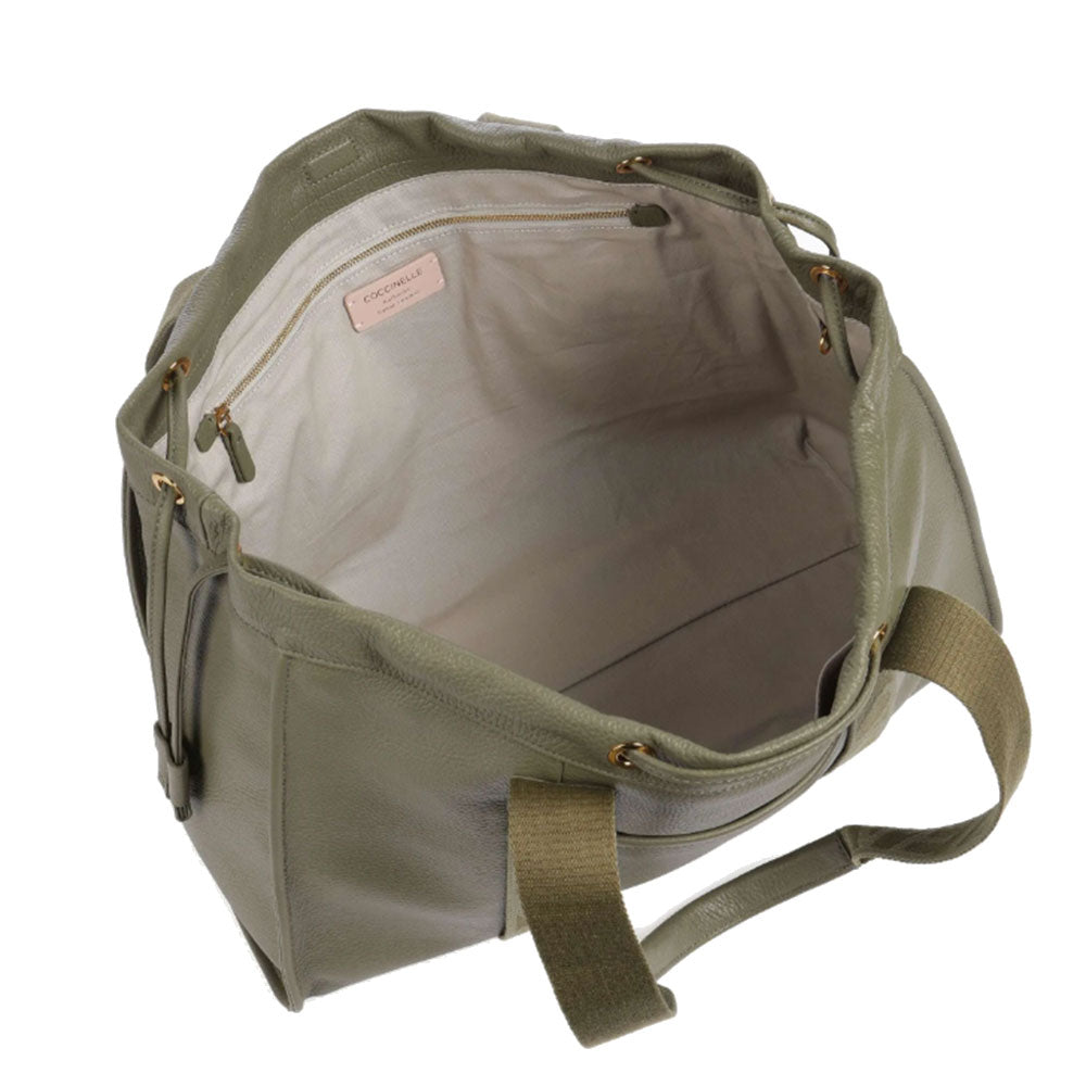 Borsa Donna a Spalla COCCINELLE in Pelle Linea 2Day Signature Large colore Laurel Green