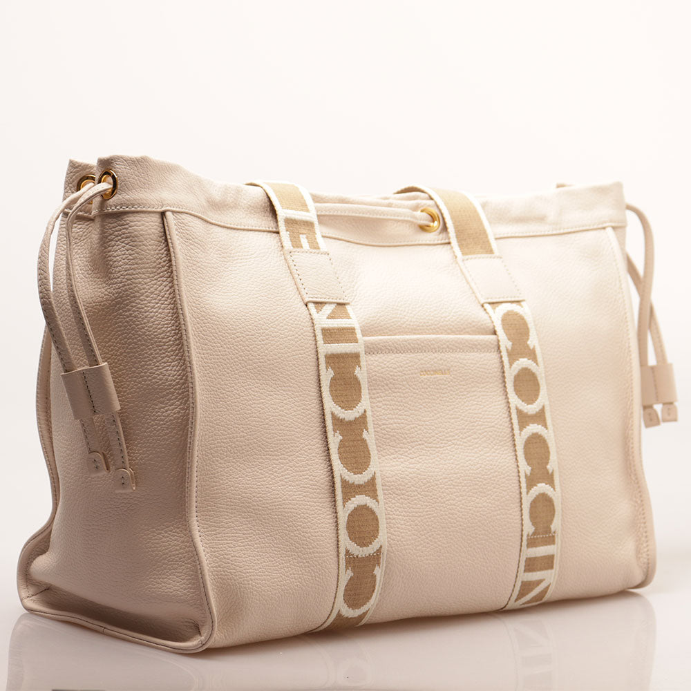 Borsa Donna a Spalla COCCINELLE in Pelle Linea 2Day Signature Large colore Lambskin White