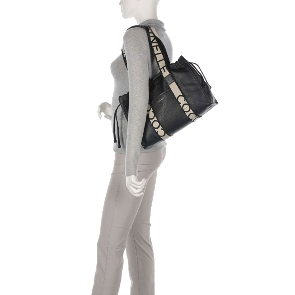 Borsa Donna a Spalla COCCINELLE in Pelle Linea 2Day Signature Medium colore Nero
