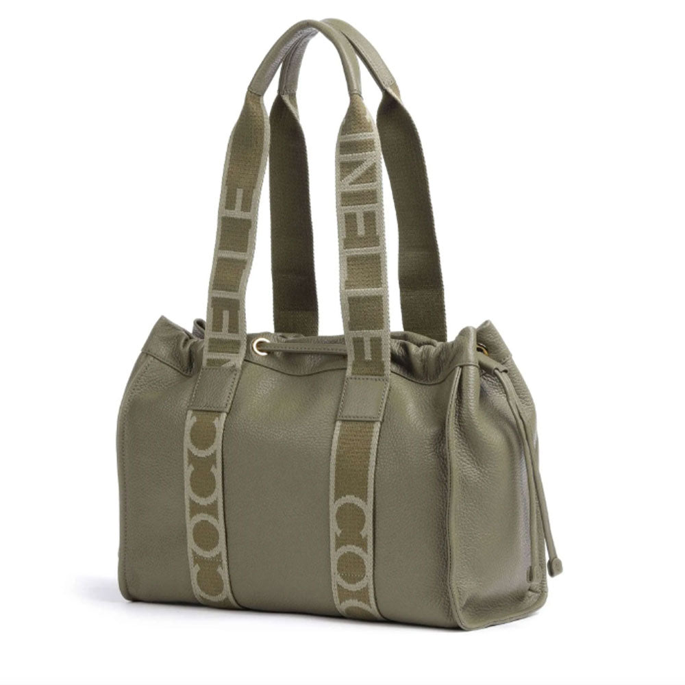 Borsa Donna a Spalla COCCINELLE in Pelle Linea 2Day Signature Medium colore Laurel Green